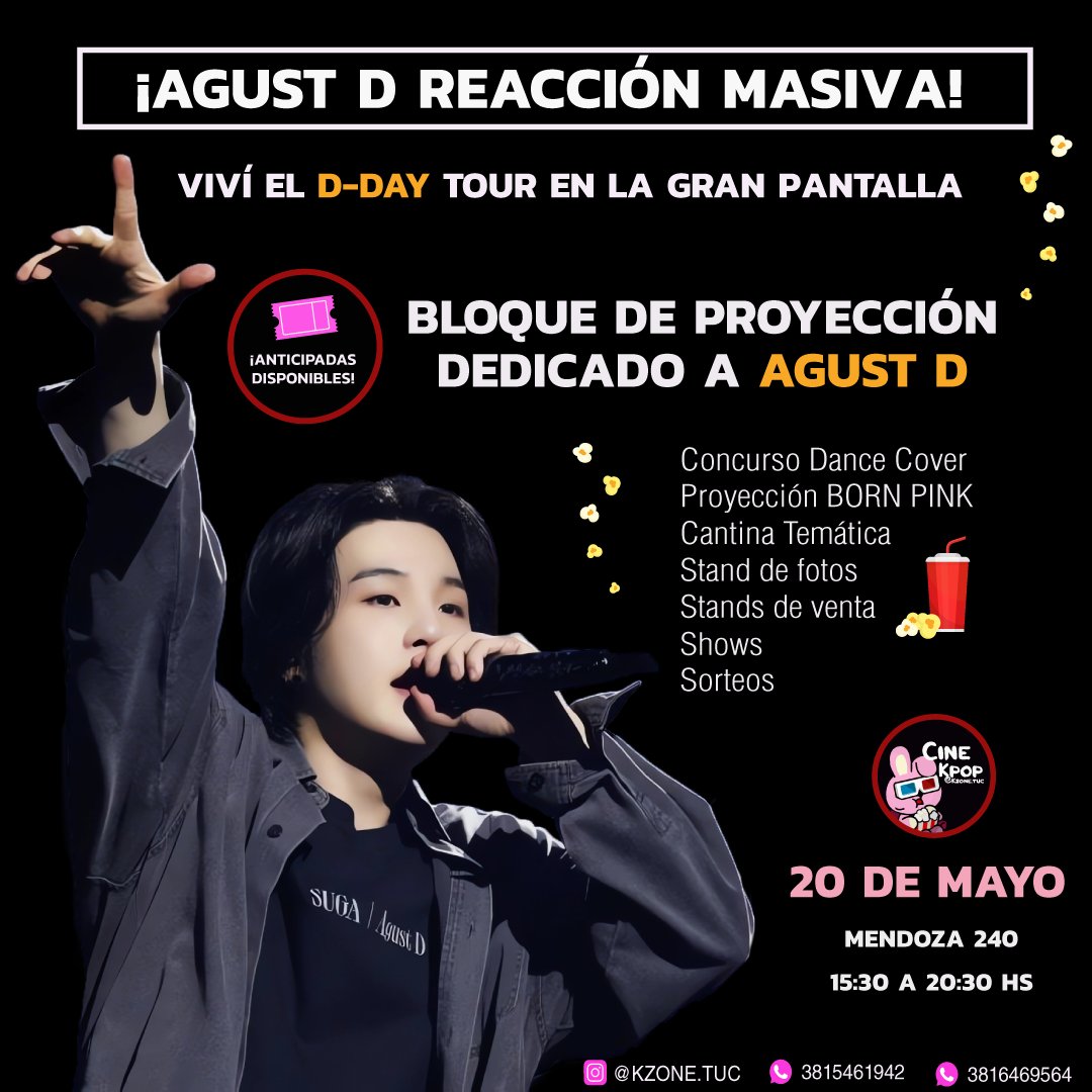 Lo pedis, lo tenes! Este sábado 20 de Mayo viví el concierto de #agustd en la gran pantalla! 📽🍿 Tendremos un bloque dedicado al #ddaytour

📍⏰ ¿Dónde y a qué hora?

• Círculo de la Prensa (Mendoza 240)
• 15:30 a 20:30 hs

🎟 ¡Anticipadas Disponibles!

🔥 Promo HOT SALE 3 x 2