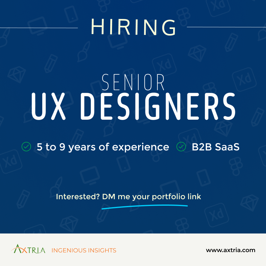 I am hiring Senior UX designers in my design team at Axtria Bengaluru. 

If you have 5-9 years of experience in UX design, share your portfolio link via messages.

#uxjobs #uxdesign #bengalurujobs #hiring #uxdesigners #axtria