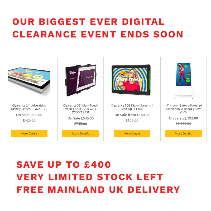 midwestdisplays.co.uk/collections/di… #deals #clearance #digitaldisplays #digitalscreens #displayscreens #instoreadvertising