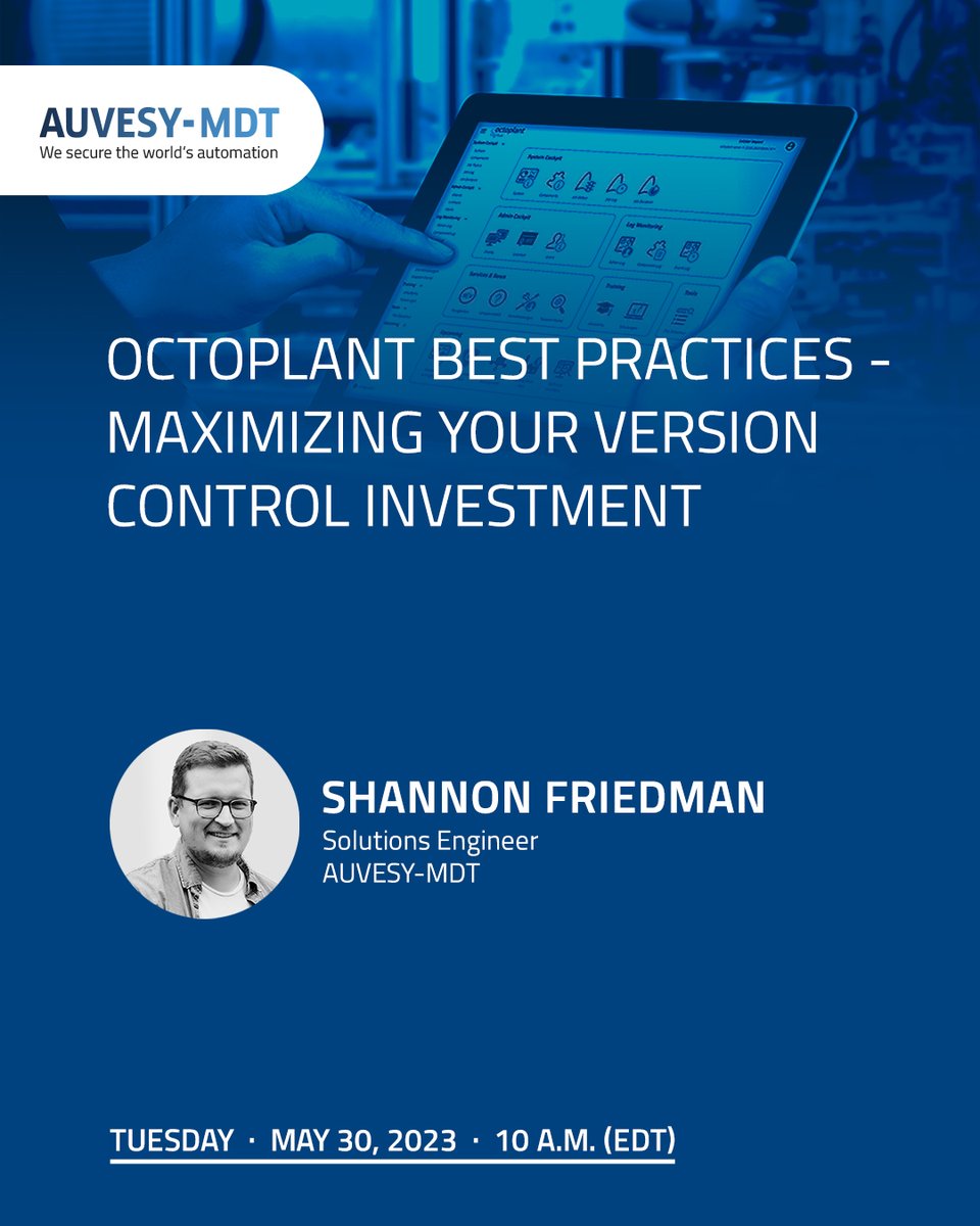 🎯 𝗪𝗘𝗕𝗜𝗡𝗔𝗥 🎯
Attention AutoSave, versiondog, + octoplant users »

🚀𝗝𝗼𝗶𝗻 𝘂𝘀 𝘁𝗼 𝗱𝗶𝘀𝗰𝗼𝘃𝗲𝗿 #BestPractices for using #octoplant across various industries

𝗥𝗲𝗴𝗶𝘀𝘁𝗲𝗿 for the free #ManufacturingWebcast today 👇
hubs.ly/Q01PVRSZ0

#smartmanufacturing
