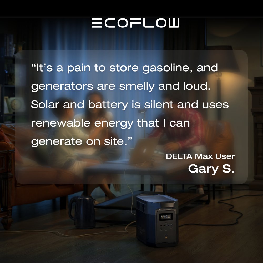 EcoFlowTech's tweet image. Get ready for hassle-free power! Customers who decided to switch to #SolarGenerator rave about its performance. Hear from them directly about #EcoFlowDELTAMax ☀️👇  #DitchGasGoSolar #EcoFlow