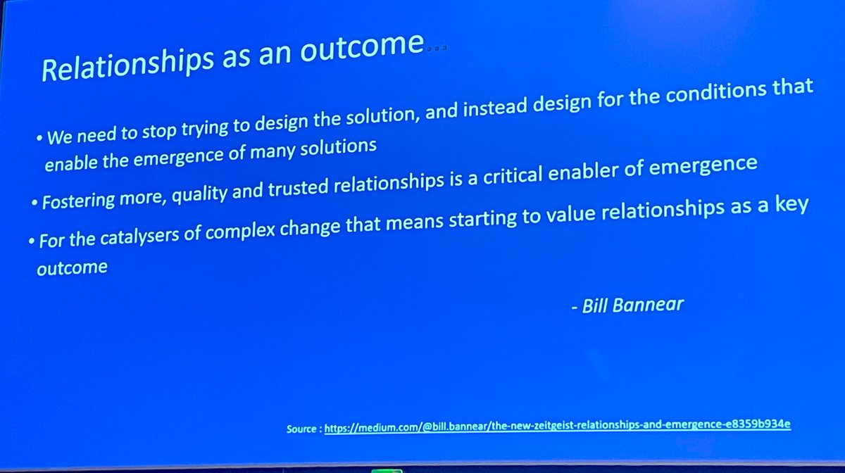 Relationships are the foundations to what is possible, and to the improvement you can make in health @annielaverty asks us to focus on relationships as an outcome in health systems