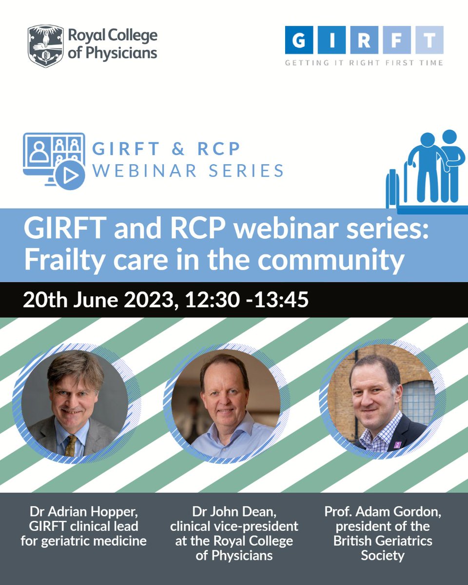 Over 5⃣0⃣0⃣ registrations for our upcoming webinar: '#GIRFT and @RCPhysicianswebinar series: #Frailty care in the community' 🗓️ 20/06 ⌚️ 12:30 - 13:45 Register 👇 bit.ly/3Ohn7Ws