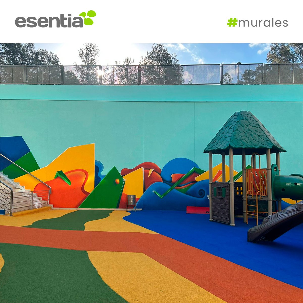 GRUPOESENTIA's tweet photo. Aquí el resultado final de de uno de nuestro murales para Hotel Deloix en Benidorm
Hemos jugado a integrar la propuesta del diseño del mural con parque infantil para así crear un efecto envolvente. #esentia #diseño #muralismo #graffiti #graffitiart #benidorm #alicante https://t.co/zAm7USBBKt