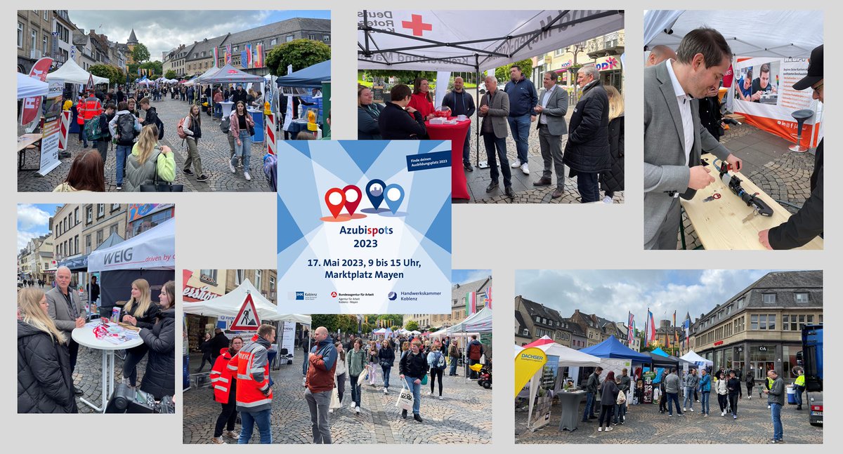 AA_KOMY's tweet photo. Ganz schön was los heute in Mayen bei den #Azubispots.
Herzlichen Dank für die gemeinsame Organisation an @ihkkoblenz und @hwk_koblenz sowie an alle Arbeitgeber und Jugendlichen, die dabei waren.
#Ausbildung #AusbildungKlarmachen #Messe #Kontakt https://t.co/bx2A8sG36t
