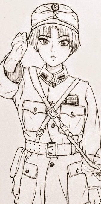 麗花中尉  日本軍から鹵獲した南部十四年式 付けとる  当初はモーゼルやら考えたけど 南部十四年式にした
