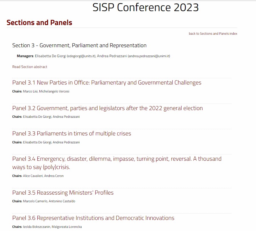 andrea pedrazzani (@andrea_piter) on Twitter photo CallForPapers
Section Govt Parliament Representation has 6⃣ great panels at <a href="/sisp__/">Società Italiana di Scienza Politica</a> 2023 conference:
🔸new parties in office
🔸govt, parties & MPs, 2022 election
🔸parliaments & crises
🔸<a href="/demope_project/">DEMOPE</a>
🔸ministers
🔸democratic innovation
🔜Deadline 31 May
sisp.it/convegno2023/?… CallForPapers
Section Govt Parliament Representation has 6⃣ great panels at <a href="/sisp__/">Società Italiana di Scienza Politica</a> 2023 conference:
🔸new parties in office
🔸govt, parties & MPs, 2022 election
🔸parliaments & crises
🔸<a href="/demope_project/">DEMOPE</a>
🔸ministers
🔸democratic innovation
🔜Deadline 31 May
sisp.it/convegno2023/?…