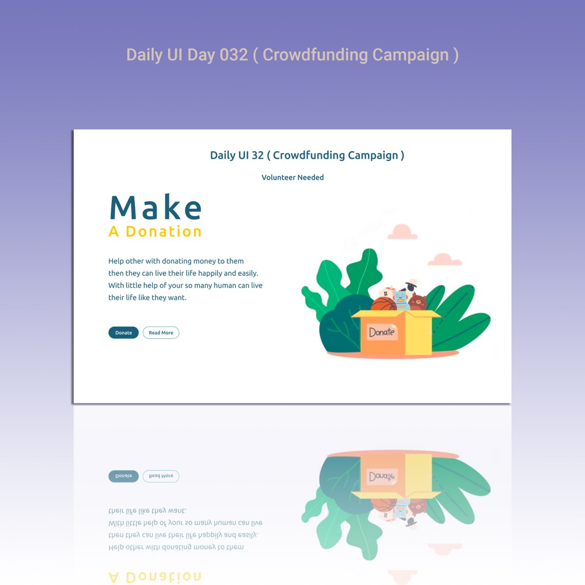 Farzincreation's tweet image. Daily UI Day 032 ( Crowdfunding Campaign ) #dailyui #ui #dailyuichallange #032 #day032