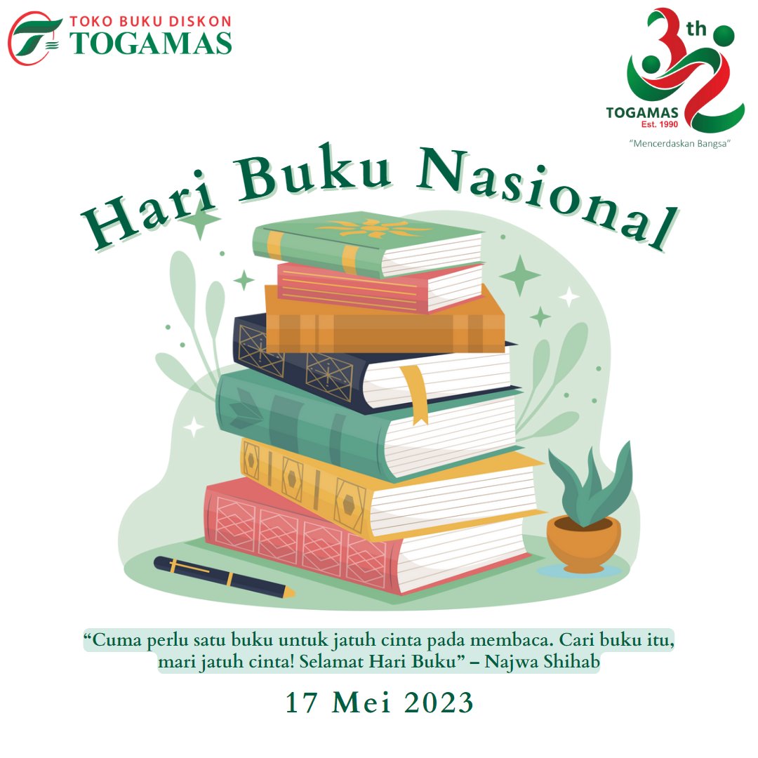 TogamasDieng's tweet photo. "Cuma perlu satu buku untuk jatuh cinta pada membaca. Cari buku itu, mari jatuh cinta."

Selamat Hari Buku Nasional 2023

#haribukunasional #haribuku #bookday #mayday https://t.co/ljp7IXvFIq