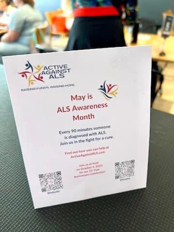 ActiveALS's tweet image. Our thanks to York for partnering with us to help raise #ALS awareness by displaying our posters and table tents. If you visit them, please let them know how much you appreciate their support. 

#ALSAwarenessMonth 
#DefeatALS 

facebook.com/10006475458423…