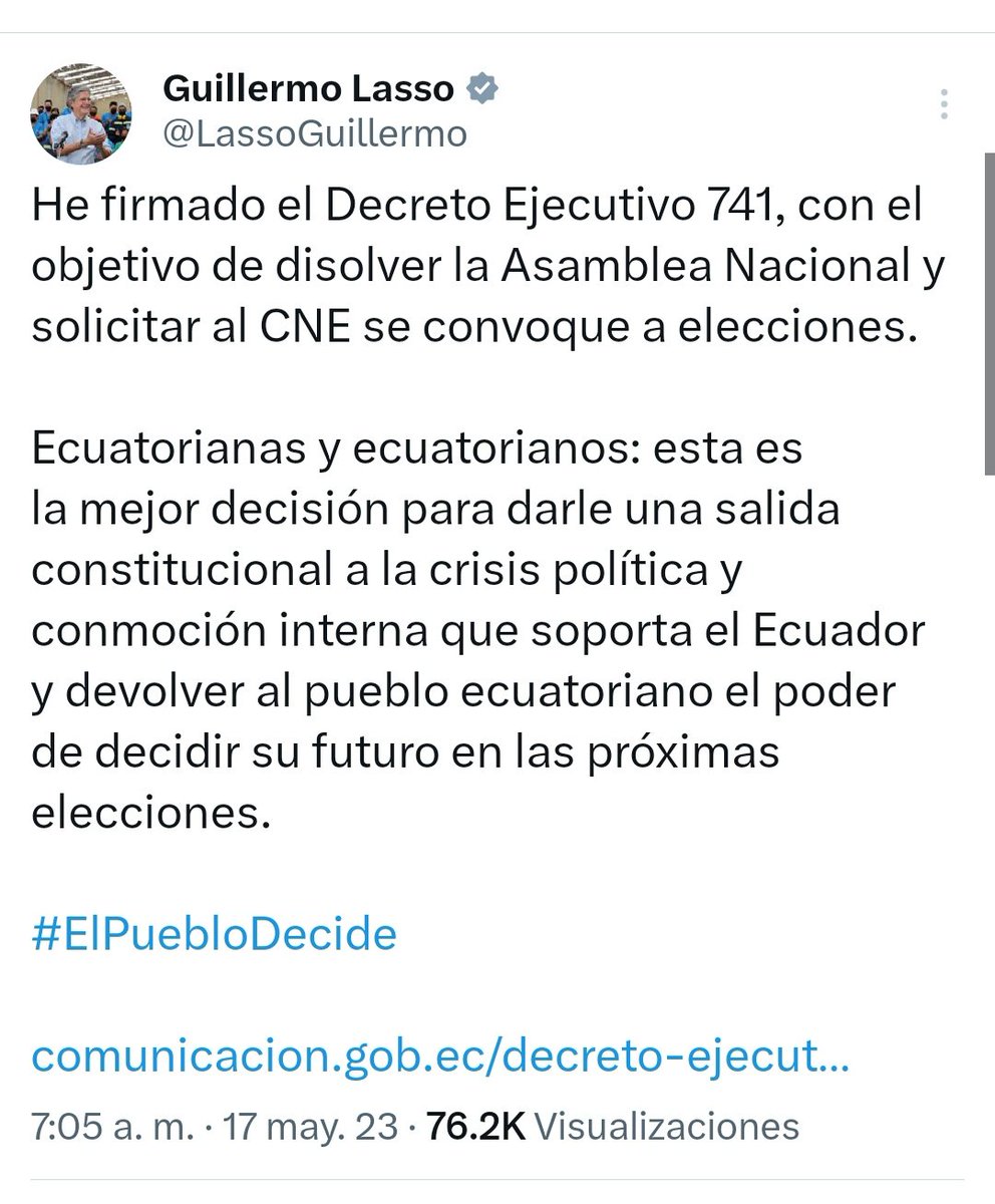 ProntoNoticias_'s tweet photo. #URGENTE 🚨 ECUADOR 🇪🇨

El Presidente @LassoGuillermo decreta Muerte Cruzada y disuelve la Asamblea Nacional.

#MuerteCruzada https://t.co/rNG99ONtBg