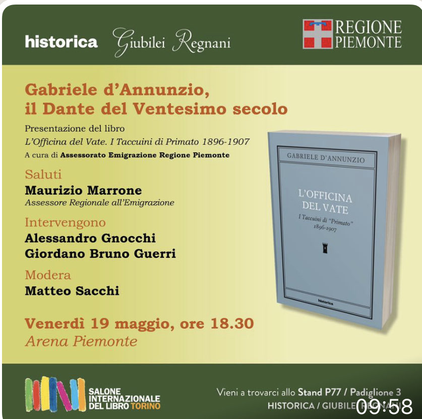 GBGuerri's tweet photo. Venerdì, al ⁦@SalonedelLibro⁩ https://t.co/KOYbI0Z7Ix