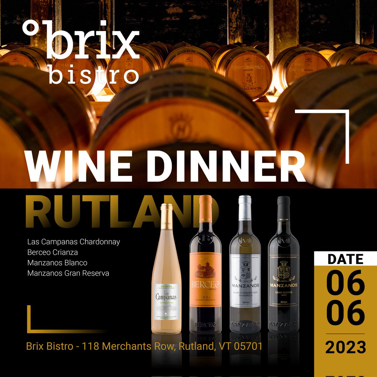 4 course wine pairing dinner hosted by Enrique Olmedo of Manzanos Wines - $80 per person, limited seating advance registration required