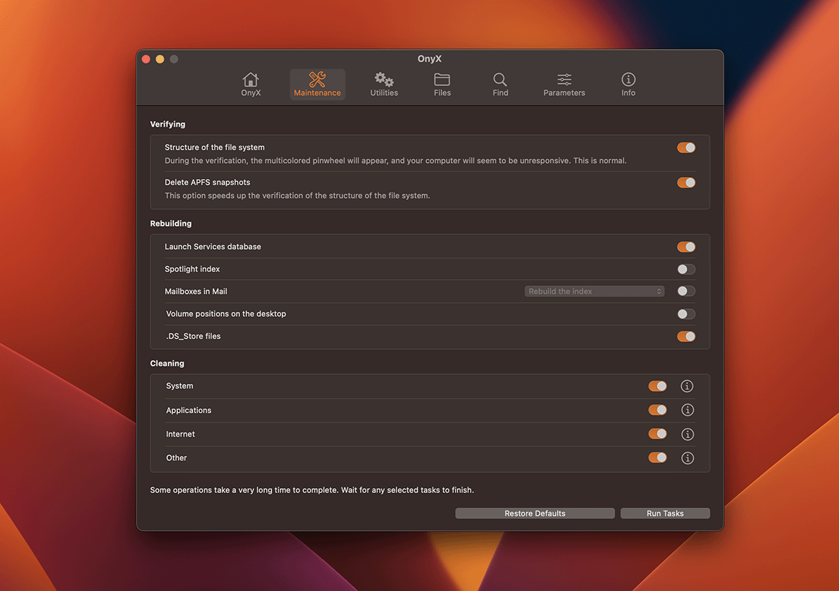 GeekOnTheLoose's tweet image. OnyX v4.3.9 
A free utility to verify the structure of system files; run misc. maintenance/cleaning; configure parameters in Finder, Dock, Safari, &amp;amp; apps; delete caches; remove problematic folders/files; rebuild databases/indexes; &amp;amp; more. 
oldergeeks.com/downloads/file… 

#macOS #macOSX