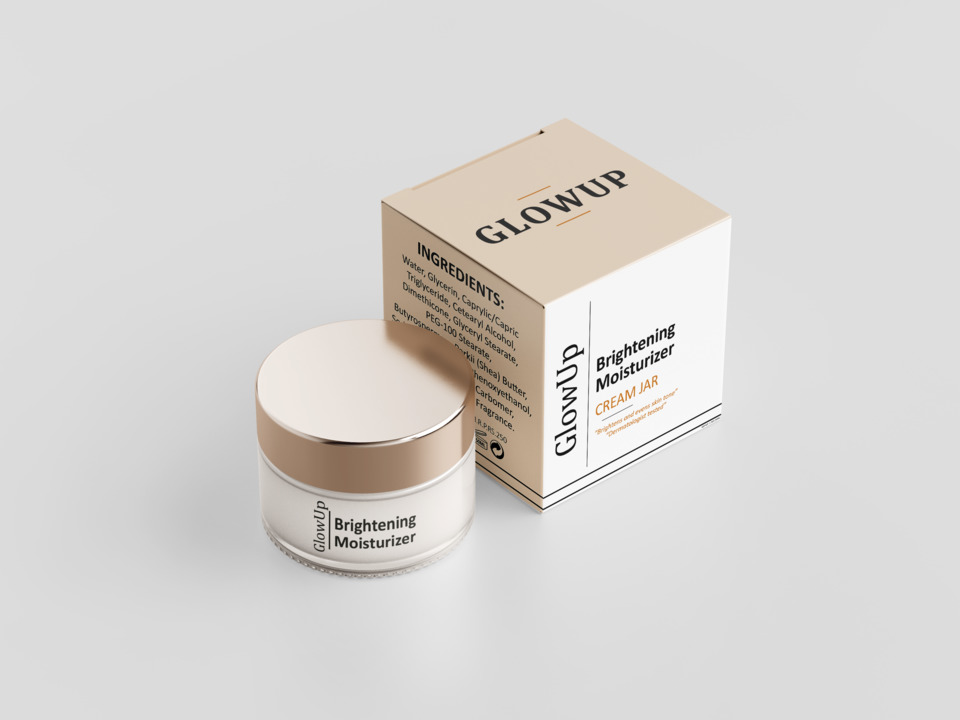 Saadcgi's tweet photo. Striking Packaging Design for GlowUp Brightening Moisturizer! ✨Excited to reveal the completed design for this exceptional skincare brand. The sleek packaging exudes luxury. Take a look and share your thoughts! #graphicdesign #packagingdesign #GlowUp #skincare #luxury #designer https://t.co/ZvhHBb0t8p