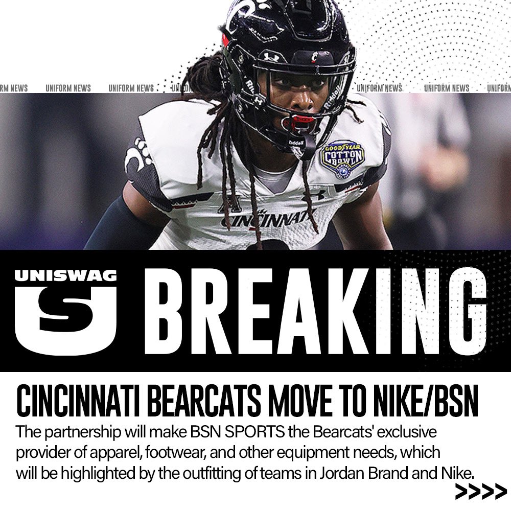 UNISWAG's tweet photo. BREAKING 

@GoBEARCATS are moving to @Nike &amp; @BSNSPORTS 

#uniswag https://t.co/gAy5JCdCws