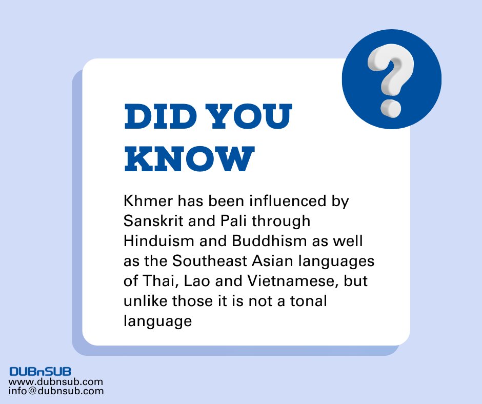 DubnSub's tweet photo. 💡 Language Fact for the Day
For learning more interesting language facts make sure to follow @DubnSub
https://t.co/2Z8NMGQ7f8
#languagefact #facts #khmer #language #cambodia #dubnsub https://t.co/bbxo5nzyDI