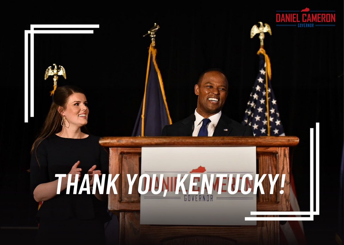 DanielCameronKY's tweet photo. Thank you, Kentucky! 

Makenze and I are both humbled and honored. Let’s do this. #TeamCameron https://t.co/2fjfzDJpH6