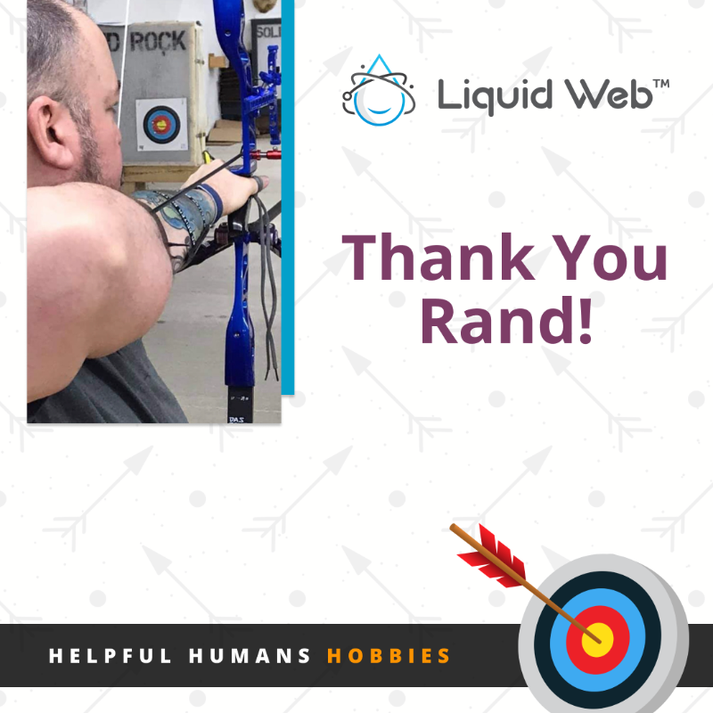 LiquidWeb's tweet photo. Meet Rand! He enjoys #archery! 🏹

#MostHelpfulHumans #Hobbies #LifeAtLiquidWeb