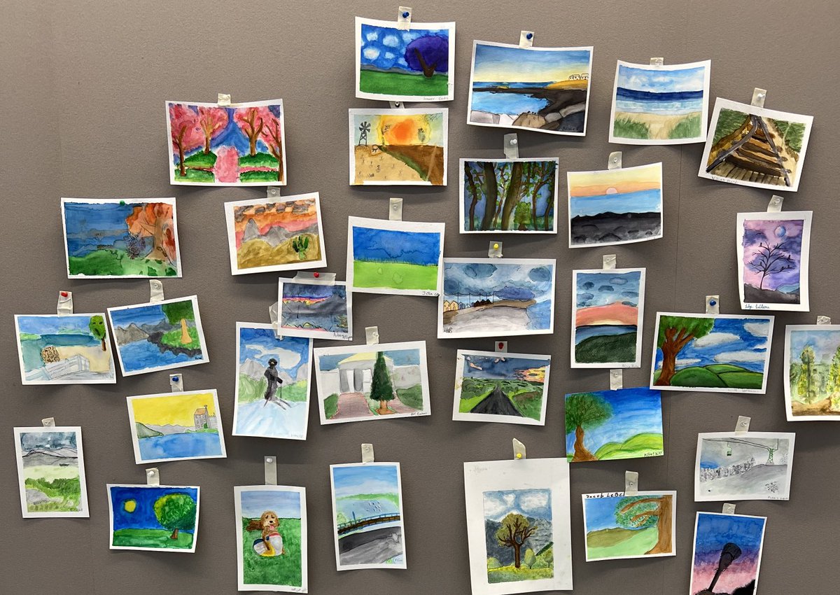 Pentucket 7th graders exploring watercolor painting techniques.