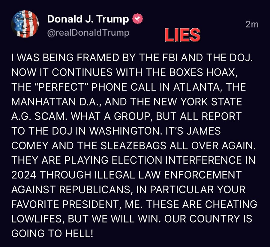 The toddler is lying and tweeting again!
