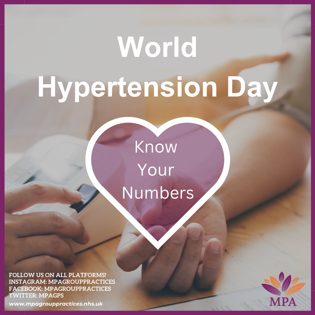 The main aim of World Hypertension Day is to educate patients and increase awareness of hypertension, also known as high blood pressure. 

Further information and advice about Hypertension can be found on the NHS.uk website:  

nhs.uk/conditions/hig…