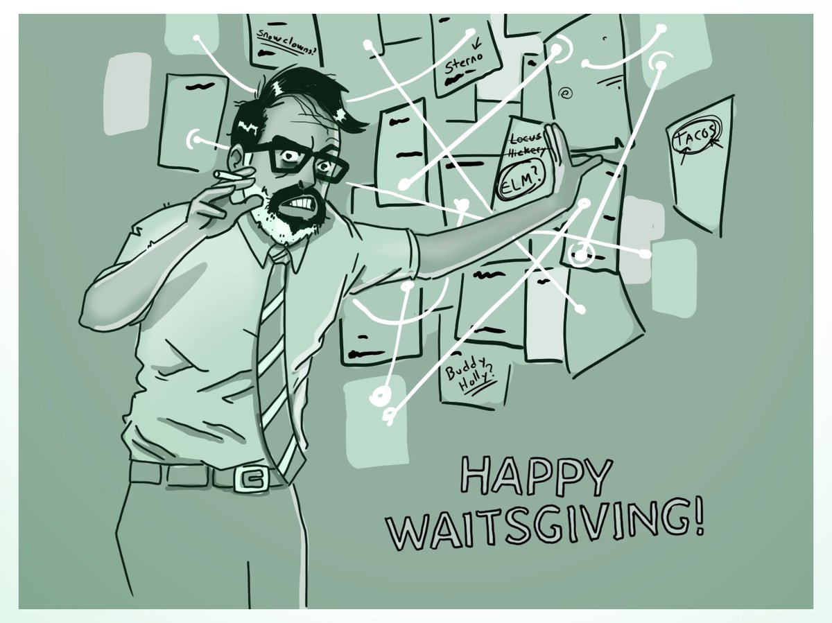 beesonmann's tweet image. For Waitsgiving I drew @yofishboy explaining one of his albums. Happy Waitsgiving! and go check out the album! 
yofishboy.bandcamp.com/album/waitsgiv…