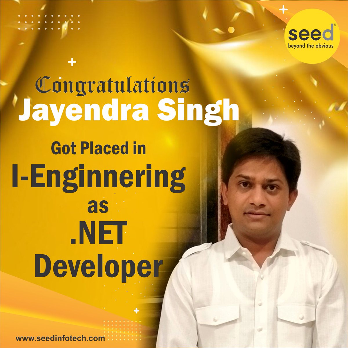 Congratulations Jayendra✌️🎉🎊 All the best for your career.

For details:
Call: 9225520000
visit: seedinfotech.com

#seed #seedjobplacement #placement #job2023 #fullstackjava #java #besttraining #bestcareer #frontenddeveloper #codingisfun #programmers #fullstackdeveloper