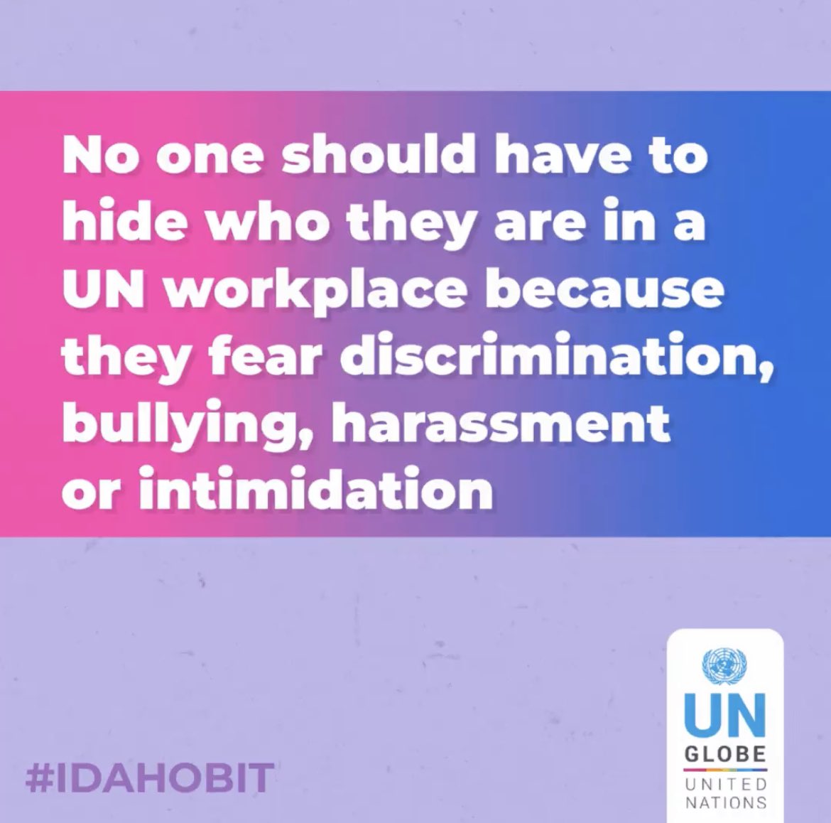 brendenvarma's tweet photo. Today is the International Day against Homophobia, Transphobia and Biphobia. And my Twitter feed has been full of heartwarming posts from across the UN system. I’m so grateful to work for an organization that stands up for the human rights of all people, including mine. #IDAHOBIT https://t.co/VEQLlGgd3N