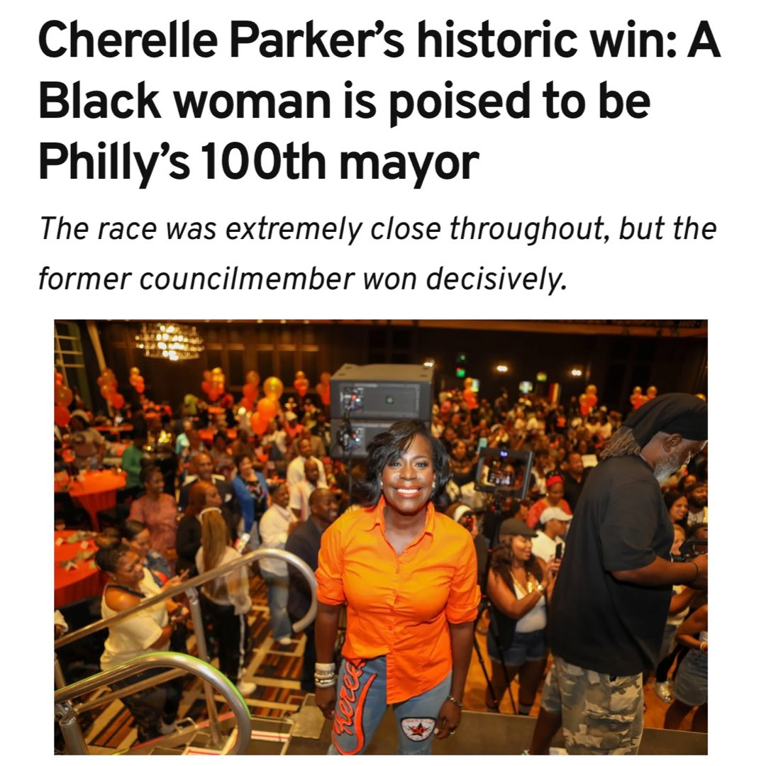 The people have spoken! Cherelle Parker is the democratic candidate for mayor and the first Black woman poised to become Philadelphia’s 100th mayor. #blackhistory