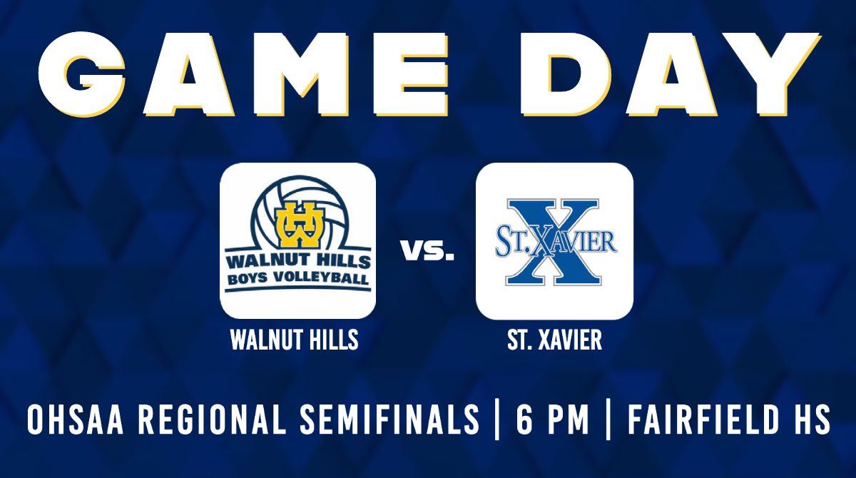 GAME DAY! We take on St. Xavier today in the regional semifinals. Come out to Fairfield HS to support! Game starts at 6pm 🦅🏐 #WHHSBVB <a href="/walnutathletics/">Walnut Hills Eagles</a>

Tickets: ohsaa.org/tickets