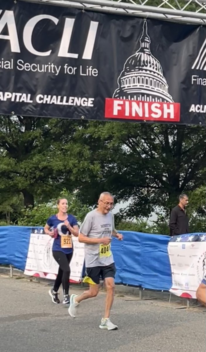 wcorn92's tweet image. John Podesta crosses the finish line #CapChallenge