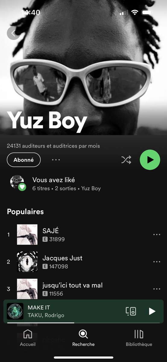 ilykimah's tweet photo. J’ai screen les profils Spotify de Yuz Boy et Dau, je qrt à la fin de la diffusion de nouvelle école https://t.co/MrfrsZuMEW