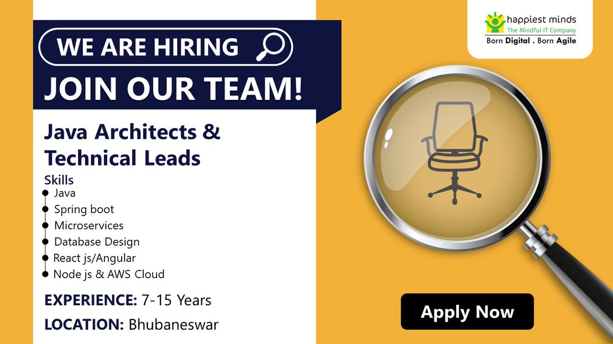 We are hiring...!
Here is an opportunity to build a career with us.
Interested candidates please refer or share your resume to bbsr.jobs@happiestminds.com

#Jobs #Bhubaneswar #happiestminds #hiringpost