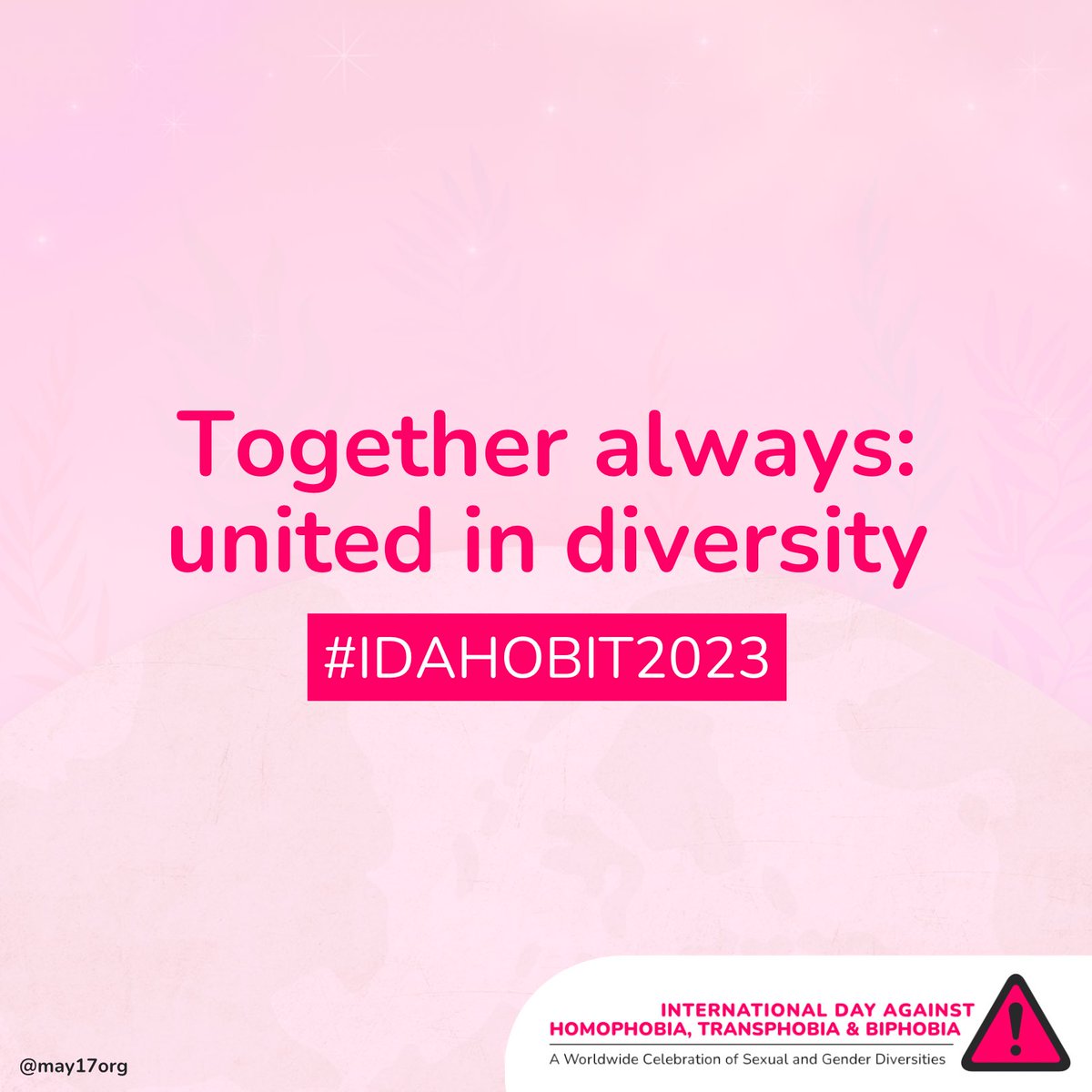 Today is the International Day Against Homophobia, Transphobia and Biphobia. This year's theme is Together always: united in diversity. This day brings #Awareness to the violence &amp; discrimination experienced by the 2SLGBTQ+ population. 
 
More: may17.org

<a href="/may17org/">may17</a>