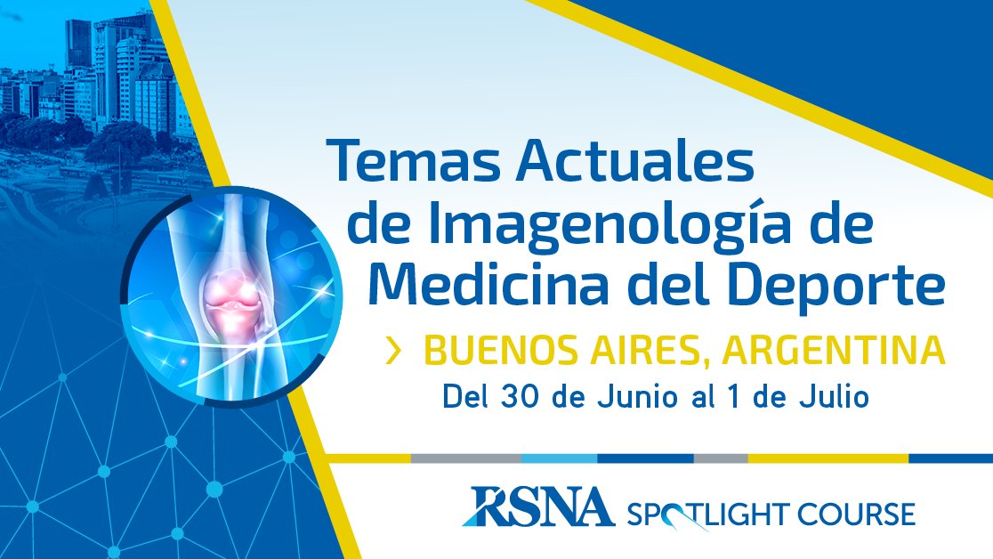 Don’t miss the opportunity to analyze real-world cases alongside musculoskeletal radiologists at the Current Topics in Sports Medicine Imaging Spotlight Course taking place in Buenos Aires from June 30 – July 1. bit.ly/3L9JMCg #RSNASpotlight #MSKRad