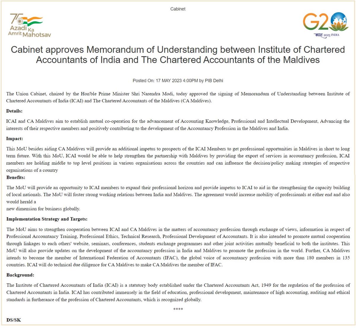 theicai's tweet image. ICAI thanks the Union Cabinet chaired by Hon&apos;ble PM Shri @narendramodi for approving MoU with @icamaldives which will provide opportunity to ICAI members to expand their professional horizon &amp;amp; provide impetus to ICAI to aid in strengthening capacity building of local Nationals