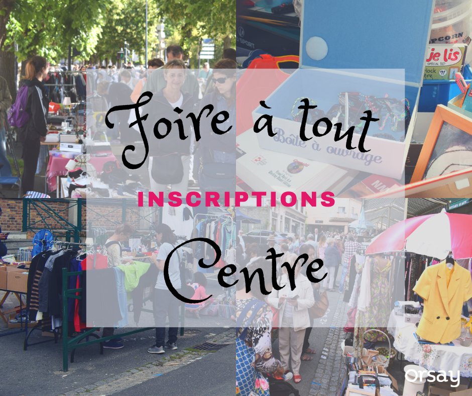 ‼️  RAPPEL 🛍️ Devenez exposant à la Foire à tout du Centre du dimanche 25 juin 2023

⏳  Inscription jusqu'au 1er juin 👉 bit.ly/3BwEjQv

#Brocante #OrsayCentre #Foire #Evenement