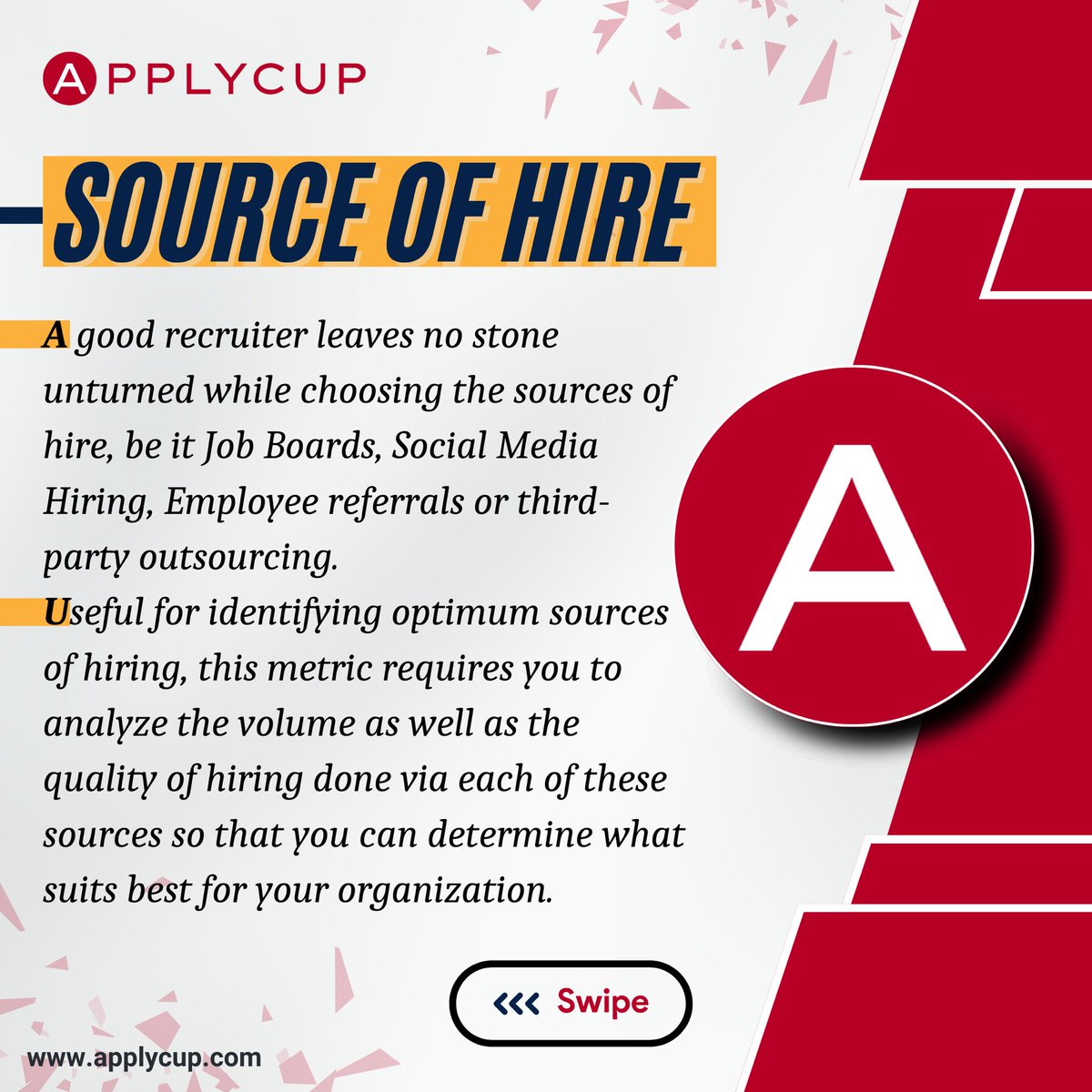 Applycup's tweet image. For building the best teams, the source of hire plays an important role in determining prospective employers. To know more about the recruitment industry and the Applycup Hiring Solution, Visit applycup.com
 
#Applycup #recruitmentagency #sourceofhire #recruitment