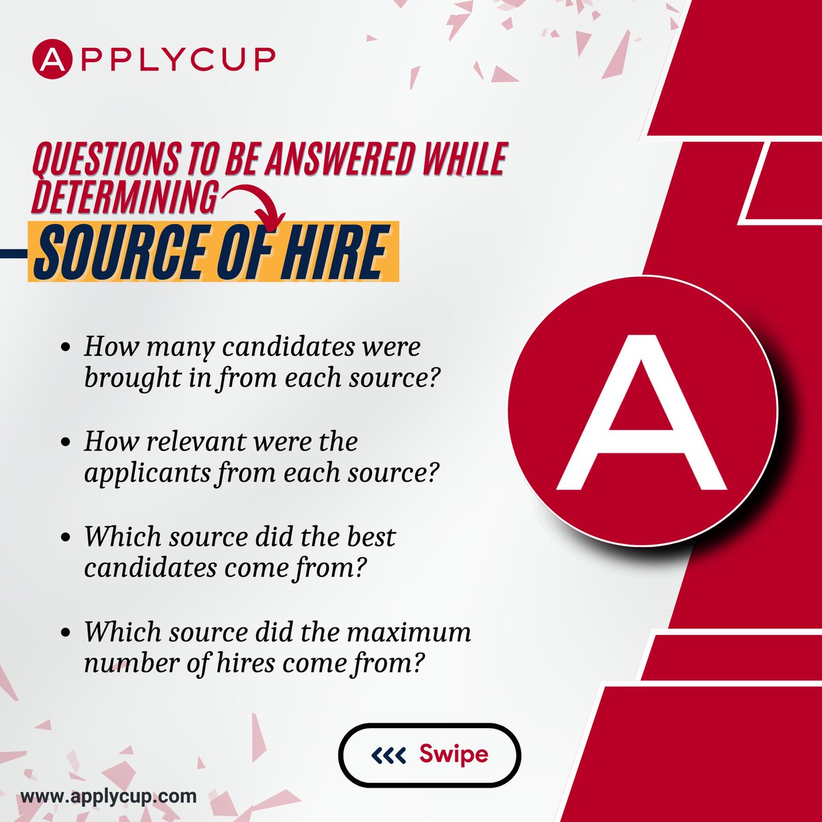 Applycup's tweet image. For building the best teams, the source of hire plays an important role in determining prospective employers. To know more about the recruitment industry and the Applycup Hiring Solution, Visit applycup.com
 
#Applycup #recruitmentagency #sourceofhire #recruitment