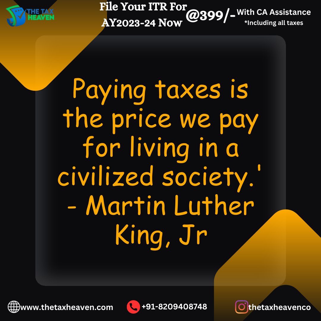 Paying taxes is the price we pay for living in a civilized society.' - Martin Luther King, Jr.
#thetaxheaven #taxes
#payingtaxes
#taxday
#taxseason
#taxliteracy
#taxjustice
#taxreform
#taxpolicy
#taxpaying
#taxeducation