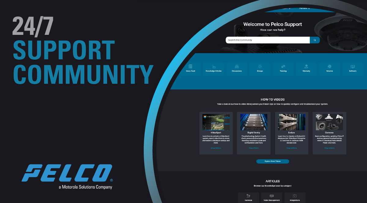 Looking to optimize your @MotoSolutions #Pelco #VideoSecurity products? Find what you need with the #PelcoSupportCommunity! Access community discussions, relevant support articles and product updates 24/7, all at the touch of your fingertips. Check it out: hubs.ly/Q01Q9CVV0