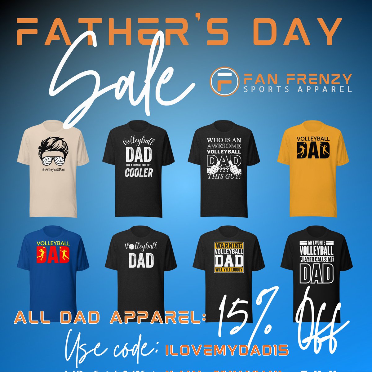 FanFrnzyApparel's tweet photo. Dad's turn!

His special day is almost here!

Spoil him with one of our volleyball dad themed apparel items. 

They are all 15% off. use code ILOVEMYDAD15

Go to https://t.co/AD5orX6pDF  to buy your dad his gift!

#dad #fathersday #love #Ilovemydad #daddy #papa #volleyball  #hero https://t.co/nGo6wYTJ9u