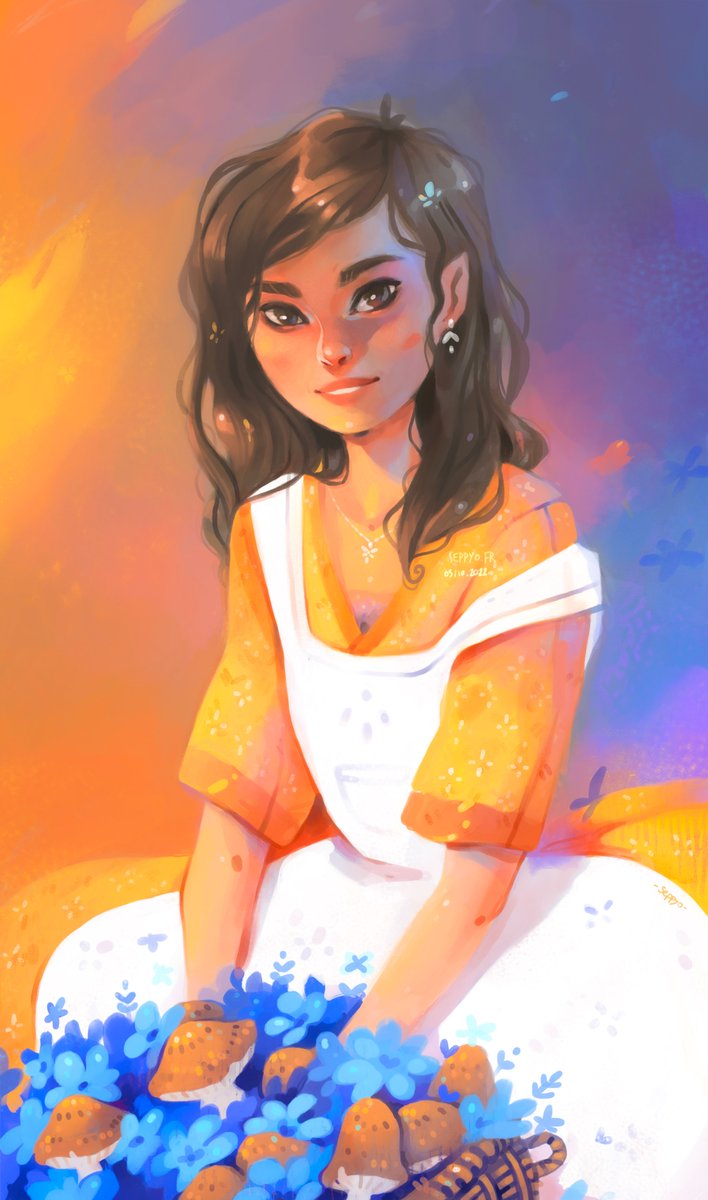 «  Retour de la cueillette »
Leyia, my Oc. 

#illustration #digital #elf #OC