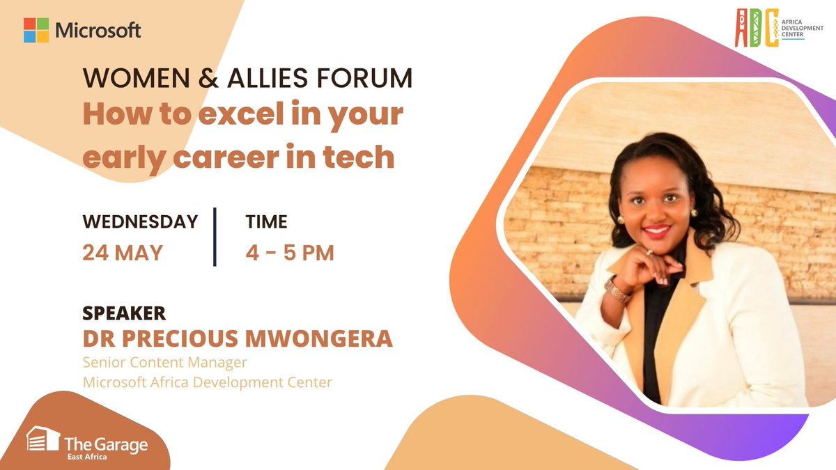 Looking to kick-start your tech career on the right foot? 

The next edition of the #WomenandAllies session is designed to provide you with actionable strategies to accelerate your growth & achieve success.

Sign up ➡️ msft.it/6018gks6o

@MSFTGarage @lydiahkaranja @DrKaitu