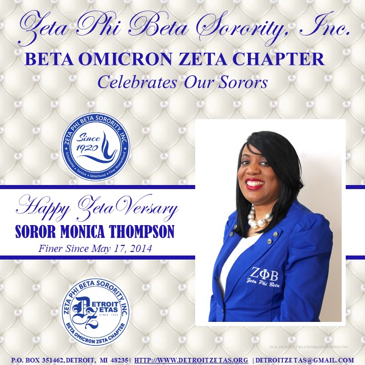 Happy ZetaVersary Soror Monica Thompson! 

#finersince2014 #finerwomanhood #sororspotlights #zetaphibeta #detroitzetas #betaomicronzeta #embracetheswell