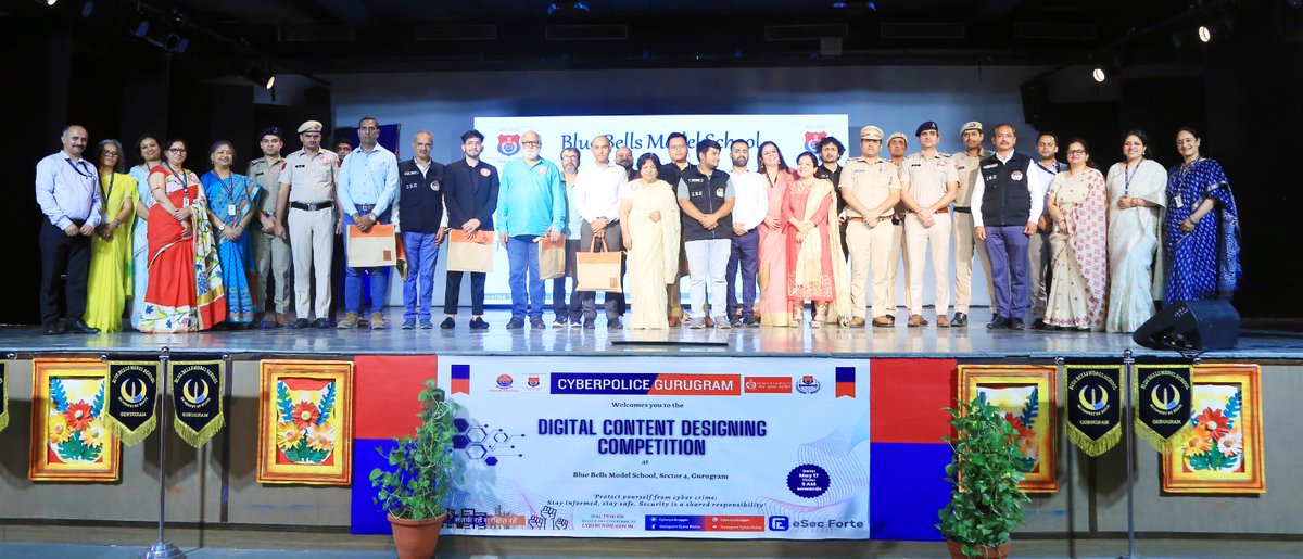 Under Cyber Champ Initiative, Gurugram Cyber Police and CSO organised Digital Content designing Competition at Blue Bells Model School Sec -4 where 40+ Gurugram schools participated
#cyberchamps
#cyberawareness
#cyberpoliceggm
#cybersecurityofficer
#gurugrampolice
#school