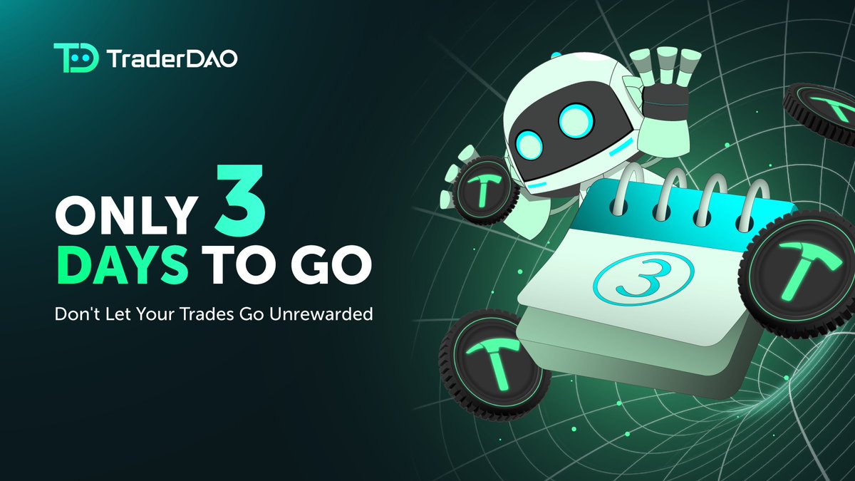 TraderDAO_CN's tweet photo. 想象一下,每一笔交易都能获得奖励,不仅仅只是盈利的交易?🤔 只剩下3天!挖掘交易的无限回报!每一笔交易都是一次机遇!💰
立即加入我们的Discord,参与热烈讨论:https://t.co/NhM2pae5pL 🚀
#TraderDAO #TradeGDT #AI #AiTrading #AITrader #AiSmartTrading #AiFi #ProofOfTrade #POT #Crypto https://t.co/ArITtC3ON8