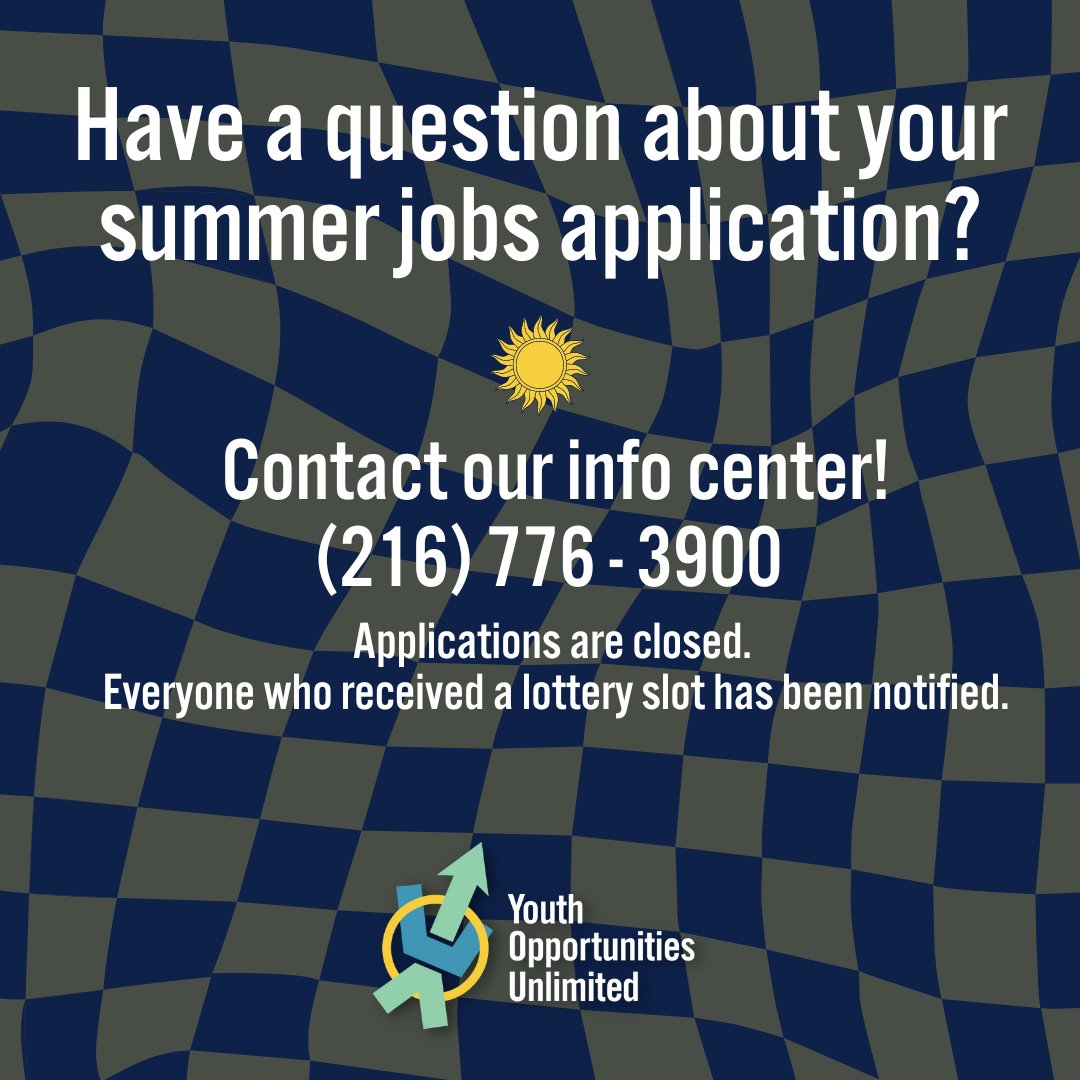 Call our info center if you have questions about the #summerjobs process. Applications are now closed. Everyone who received a lottery slot has been notified. #YOUCle