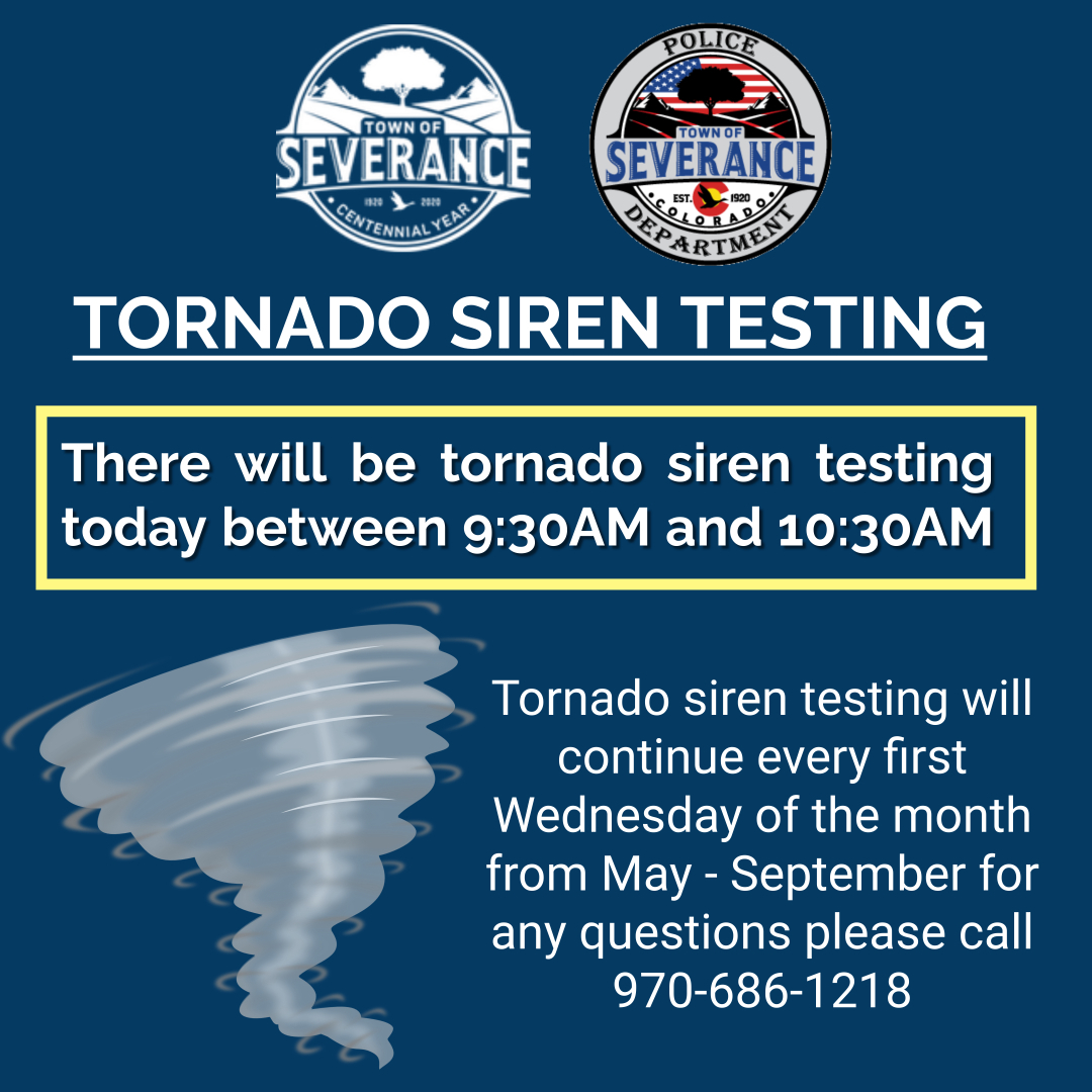 TownofSeverance's tweet photo. ATTENTION: THERE WILL BE TORNADO SIREN TESTING TODAY https://t.co/J9HnOrBJGj